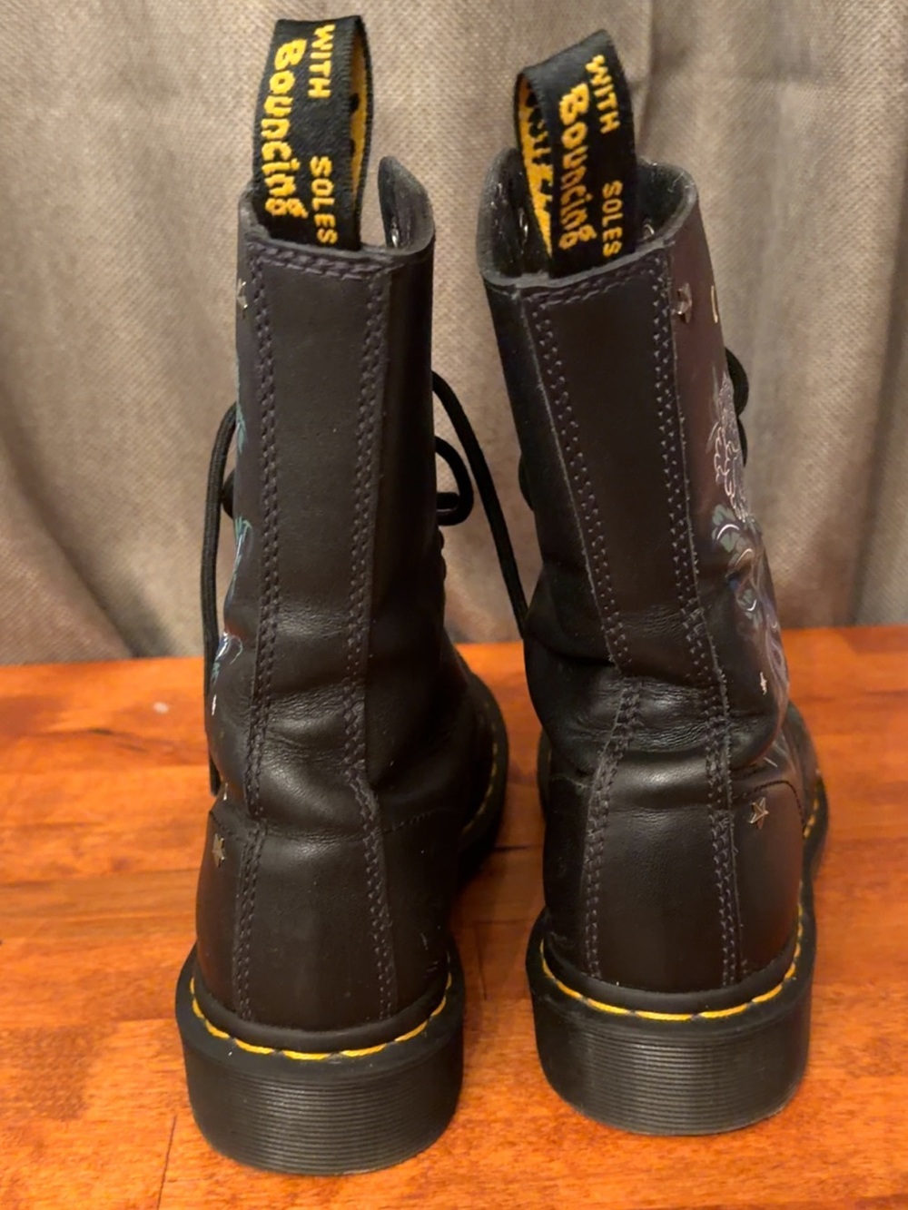 Dr. Martens 1490 Mystic Floral Leather Lace-Up Boot - Black/Blue - Picture 3 of 8